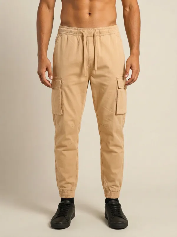 Everyday Elastic-Waist Solid-Style Men's Cargo Pants