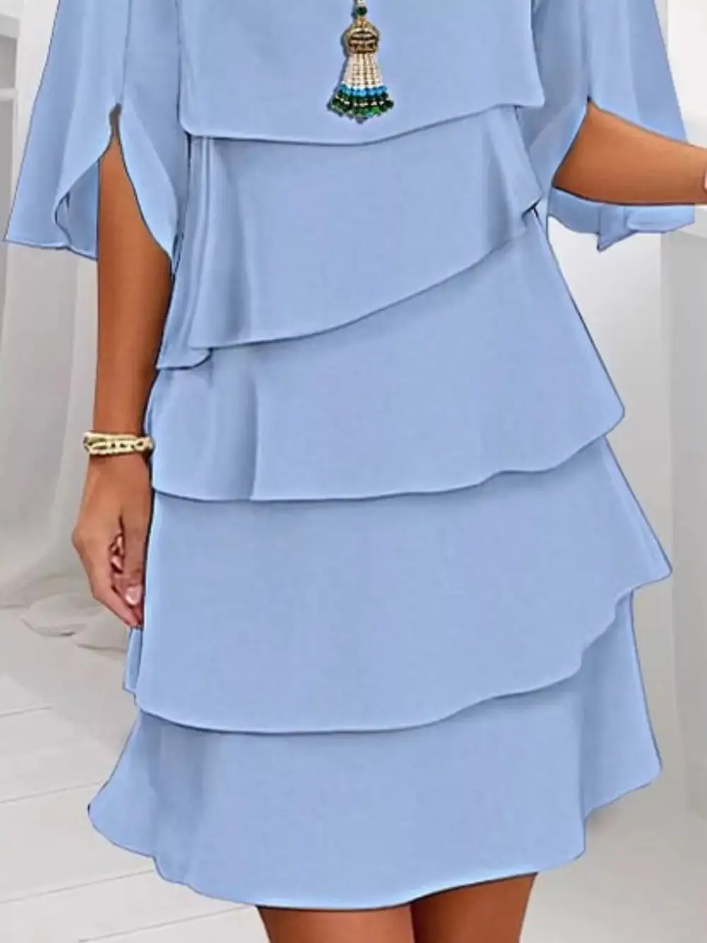 Ruffle Flutter Sleeve Midi Dress