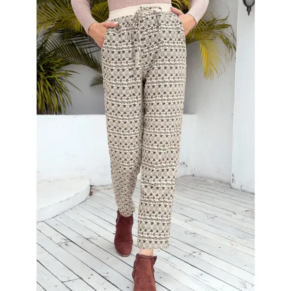 Tied Printed Pants with Pockets