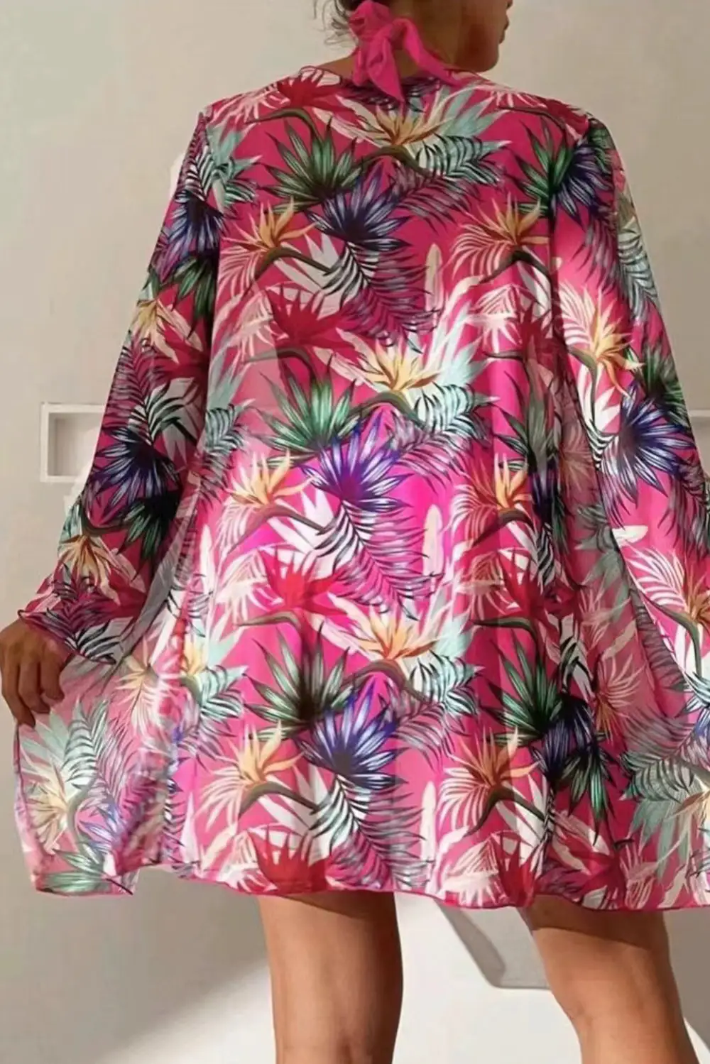Printed Halter Neck Layered Swimsuit