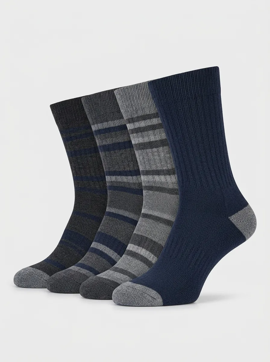 Relaxed Striped Essential Men's Four Pair Socks