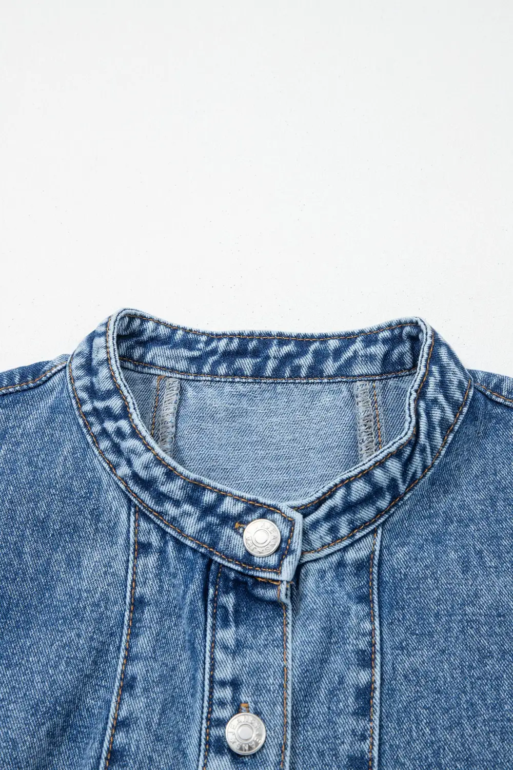 Polished Detail Denim Button Front Sleeveless Dress