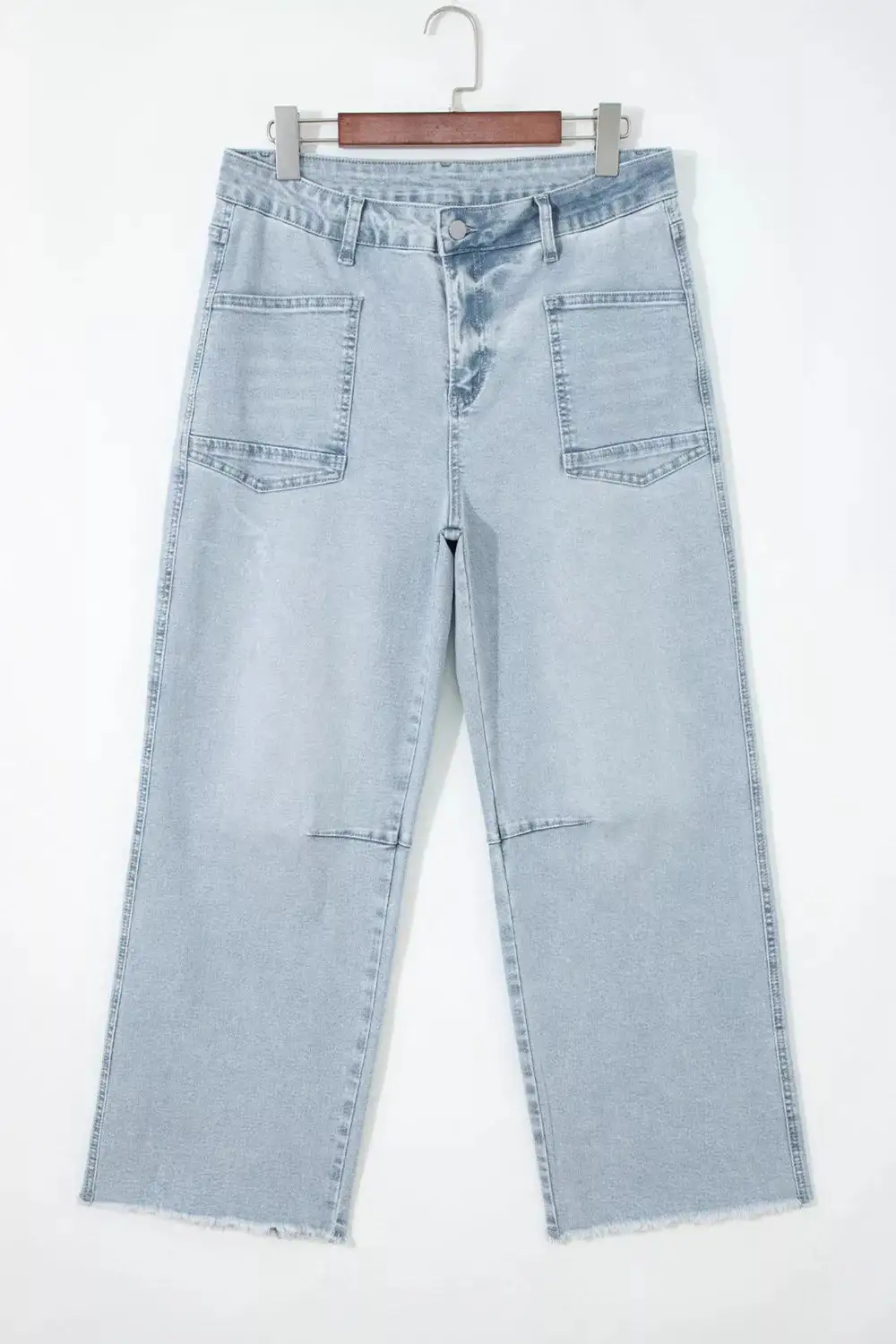 Straight Leg Pocketed Denim Jeans