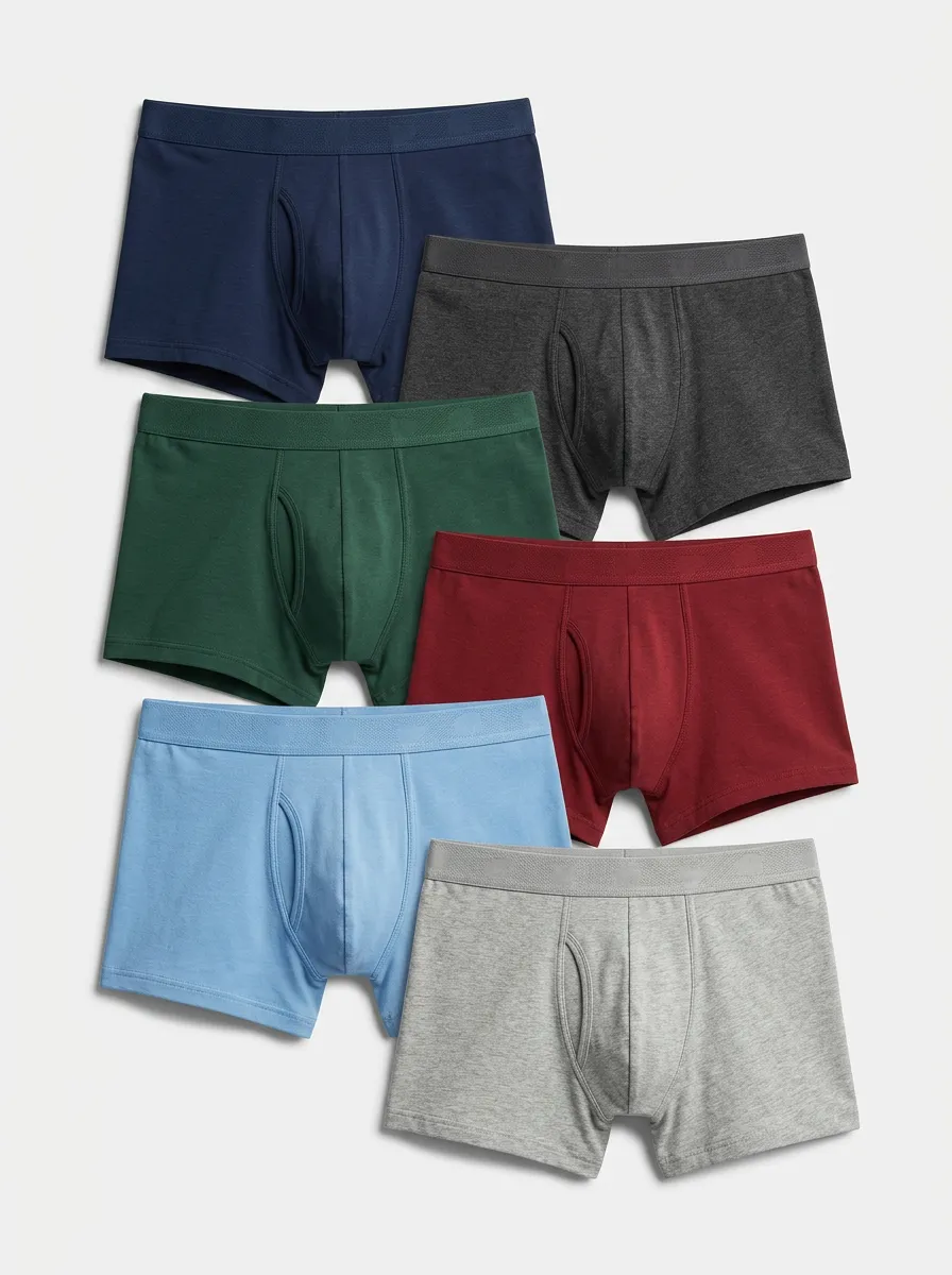 Men's Heathered Texture Elastic Waistband 6-Pack Boxer Briefs