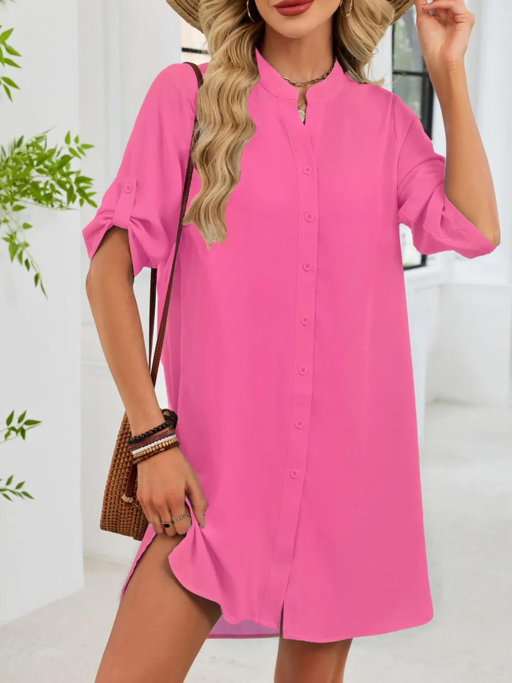 Comfort Fit Button Front Shirt Dress