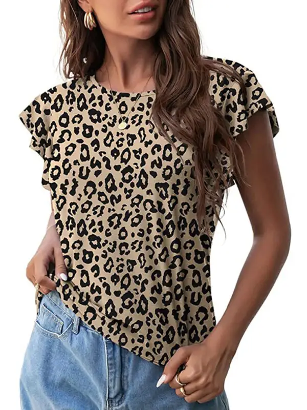 Simple Round-Neck Collared Short-Sleeve Knit T-Shirt
