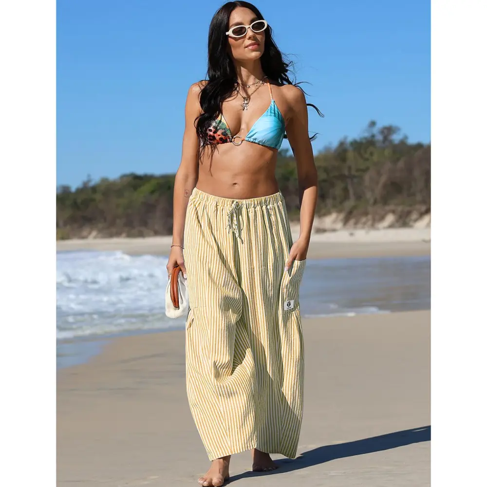 Women's Wide Leg Gingham Striped Plaid Pants
