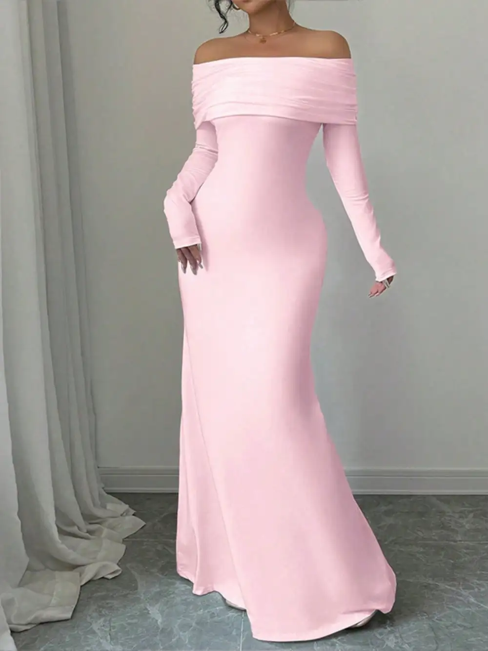 Clean Line Long Sleeve Maxi Dress