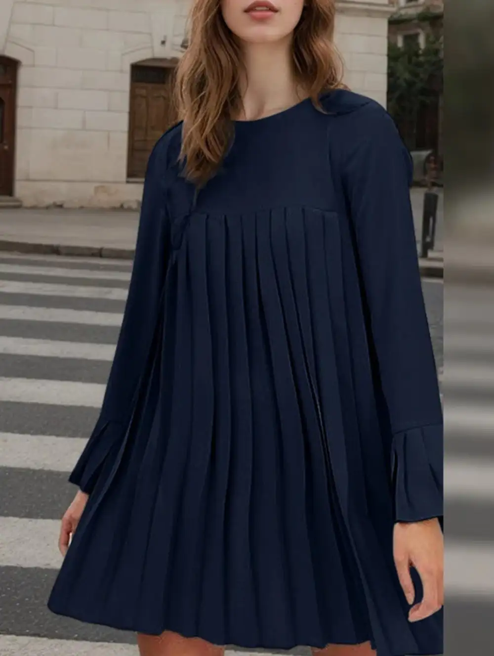 Relaxed Fit Pleated Dress