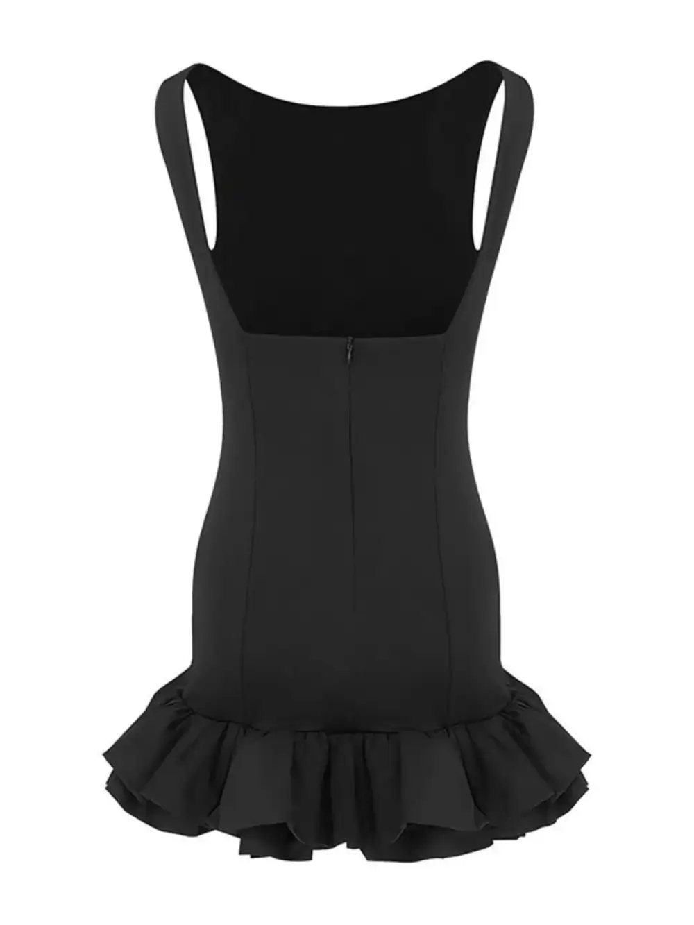 Balanced Detail Ruffle Sleeveless Mini Dress