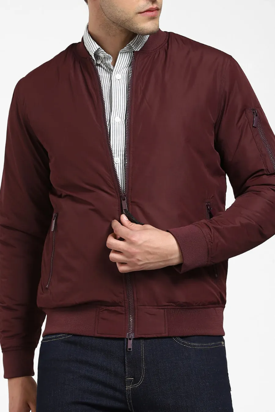 Burgundy Bomber Jacket