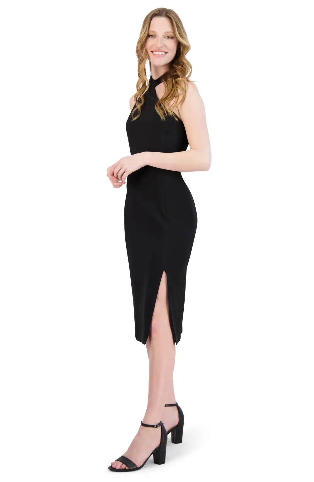 Asymmetric Shoulder Midi Dress