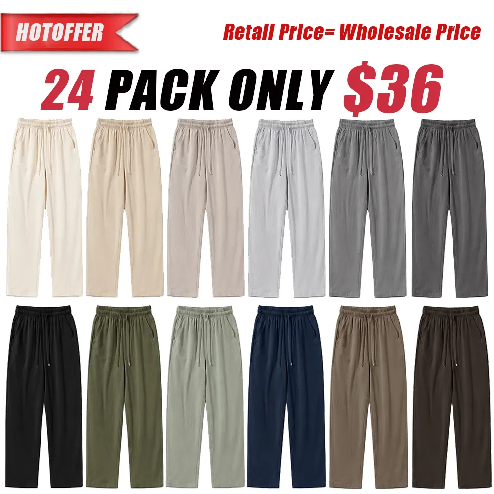 Women's General Three-Piece Set 100% Cotton Linen Long Pants