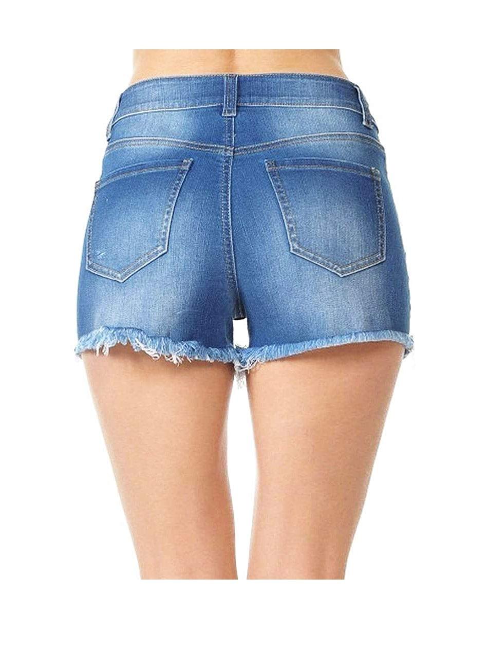 Dark Wash High - Waisted Denim Shorts