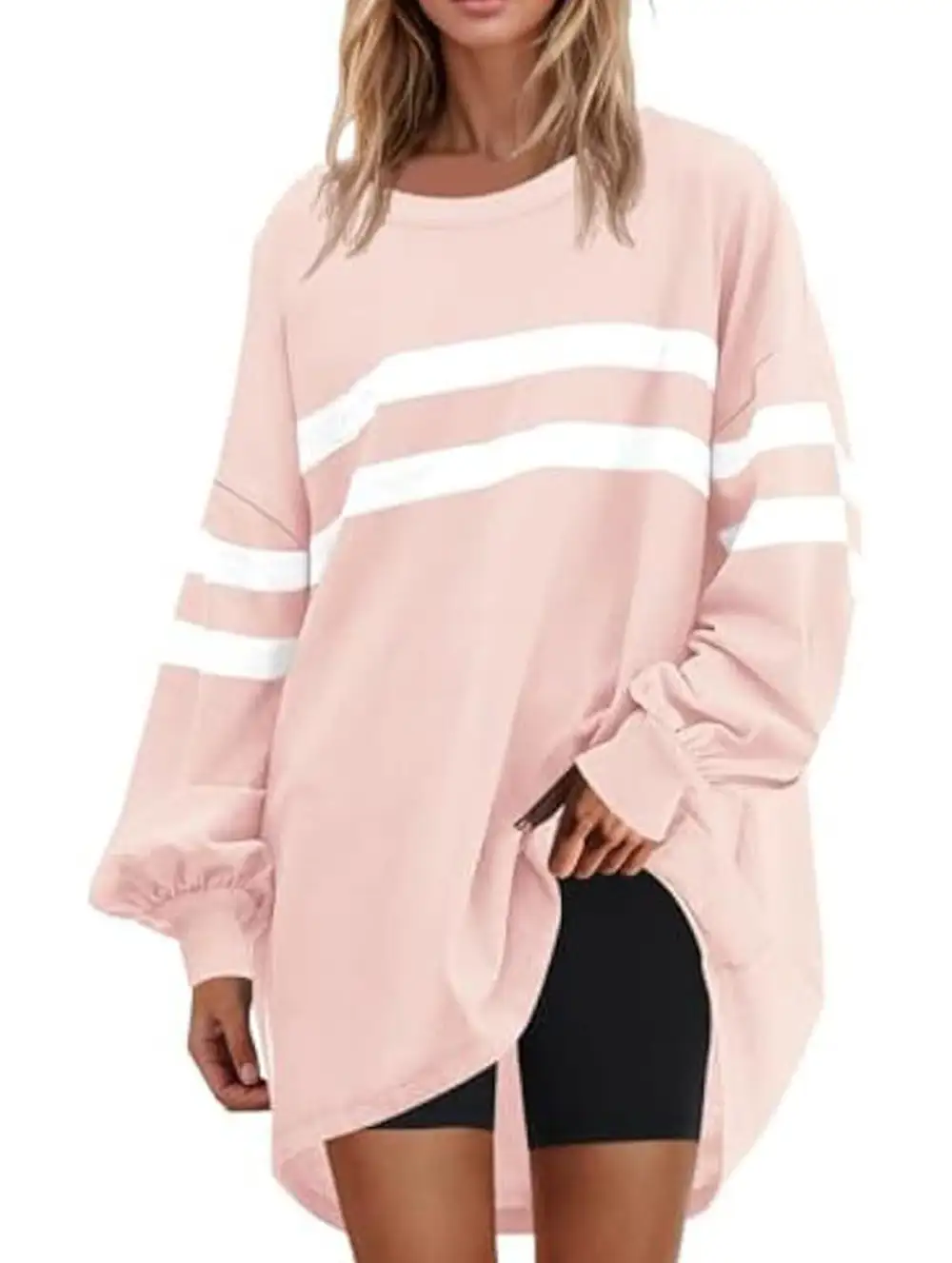 Striped Crew Neck Loose Sweatshirt