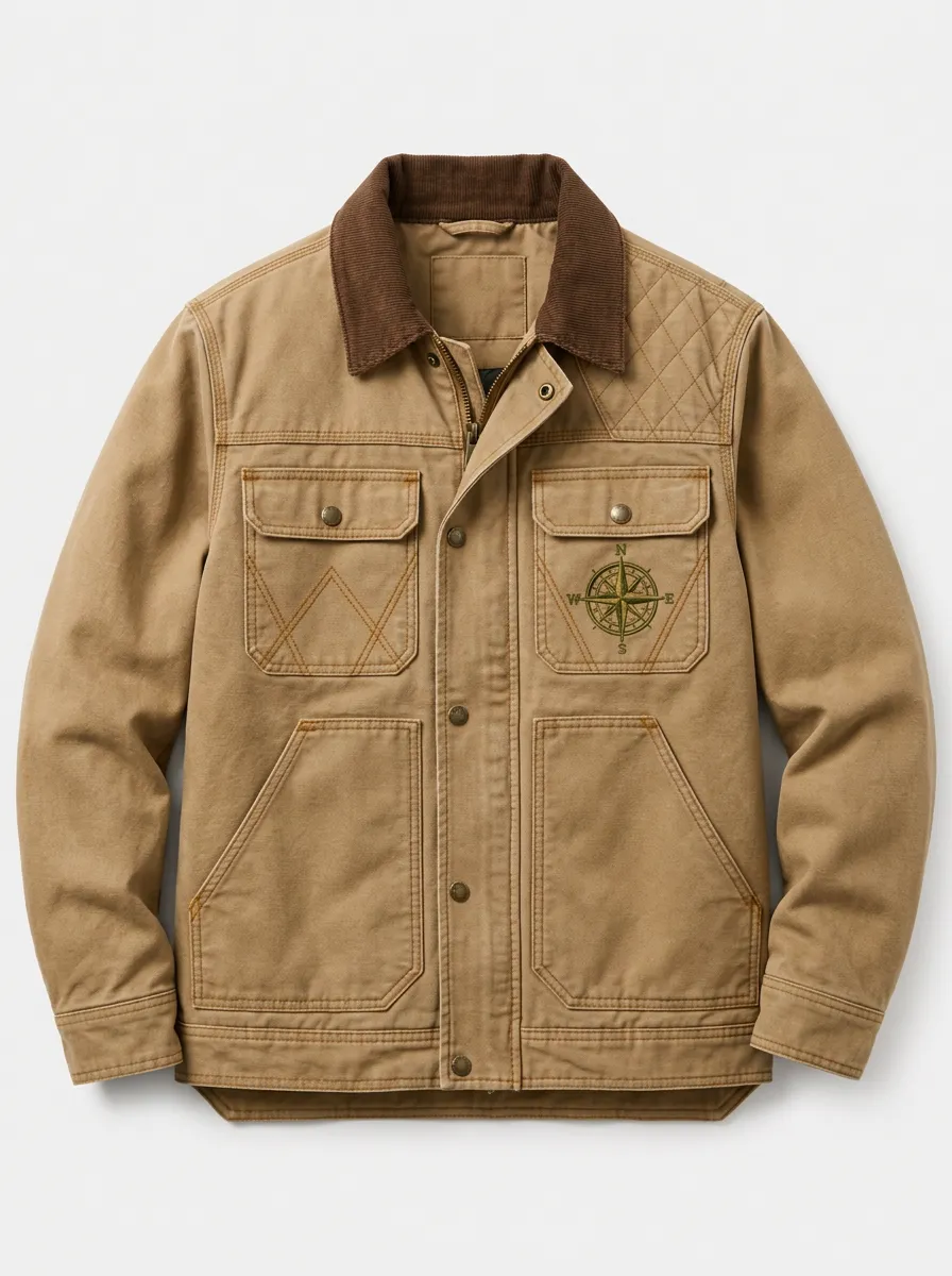 Men's Compass Embroidery Utility Jacket