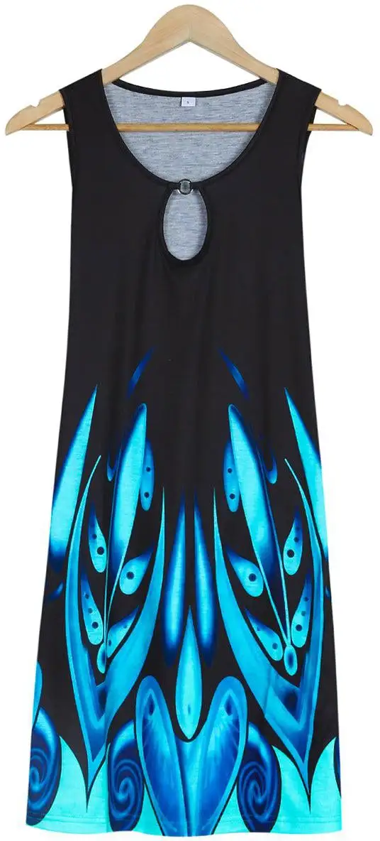 Chic Round Neck Print Mini Dress