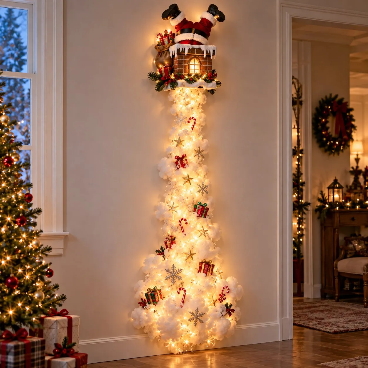 Santa Chimney wall light with festive gift details