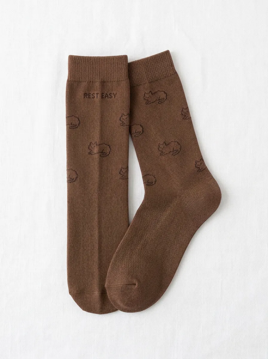 Textured Cat-Motif Casual Socks