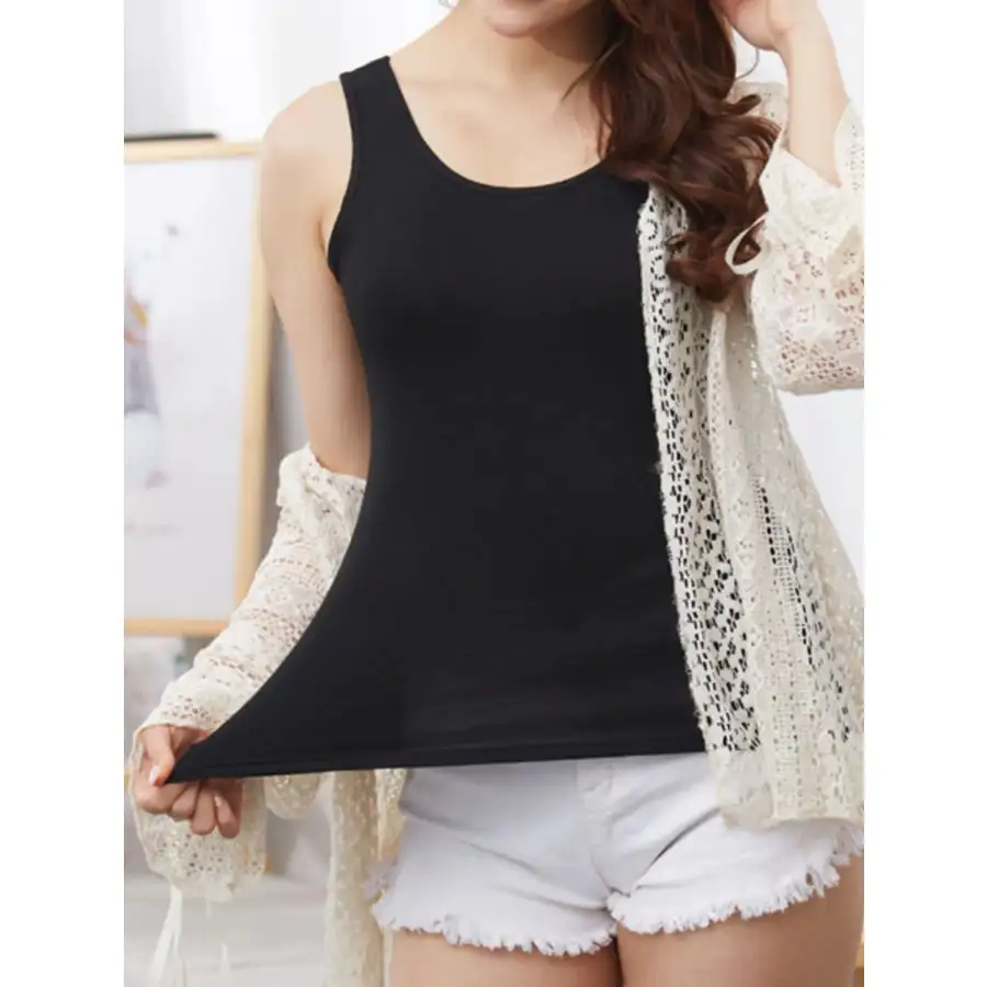 Full Size Scoop Neck Wide Strap Tank