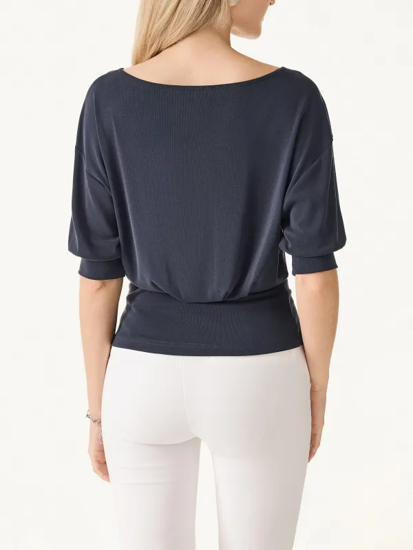 Scoop Neck Short Sleeve Tucked Tee