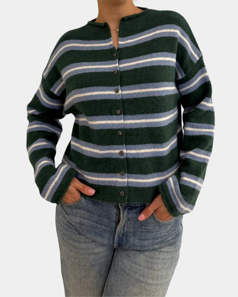 Raw Edge Stripe Cardigan