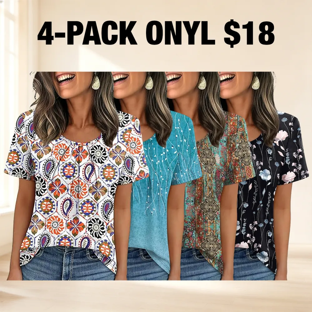 🔥Last Day: 8-Pack Only $24 🎨Women's Pleated Short-Sleeve Top