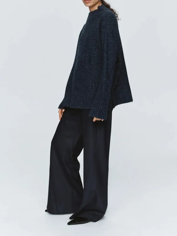 Casual Style Long Sleeve Jumper Navy