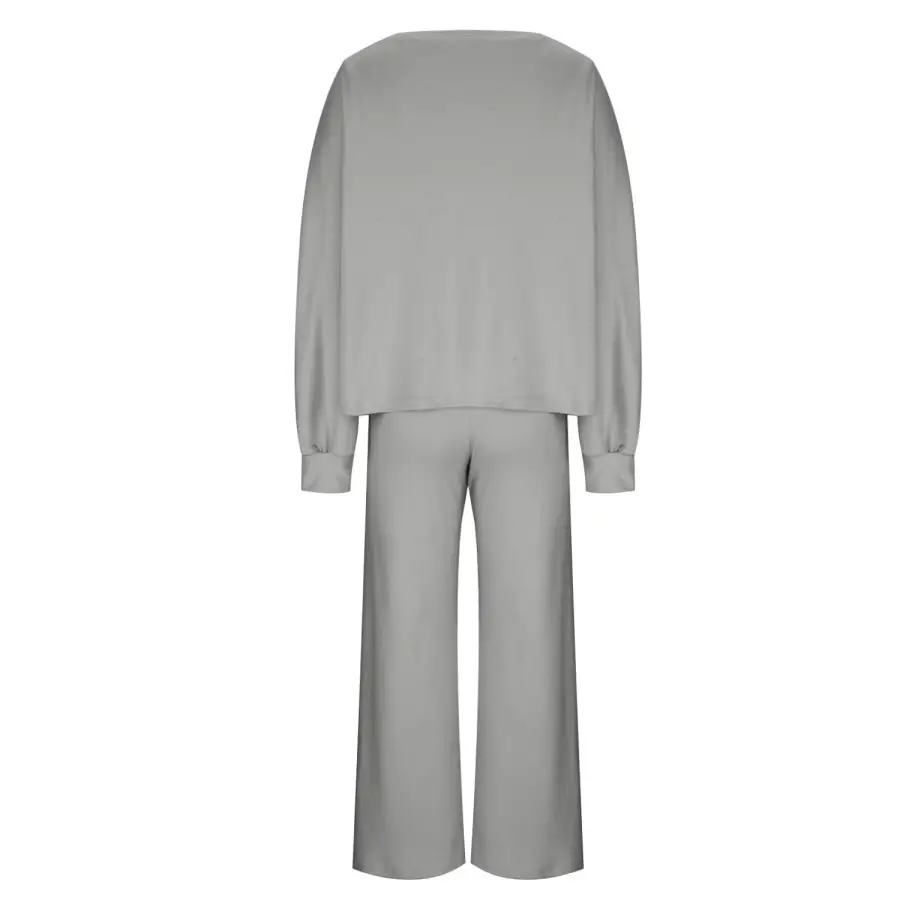 Casual Round Neck Long Sleeve Top and Pants Set