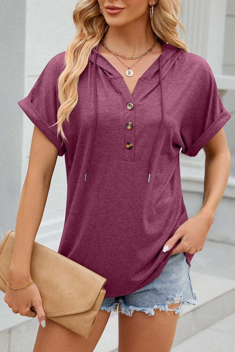 Tailored Short-Sleeve Button-Detail T-Shirt