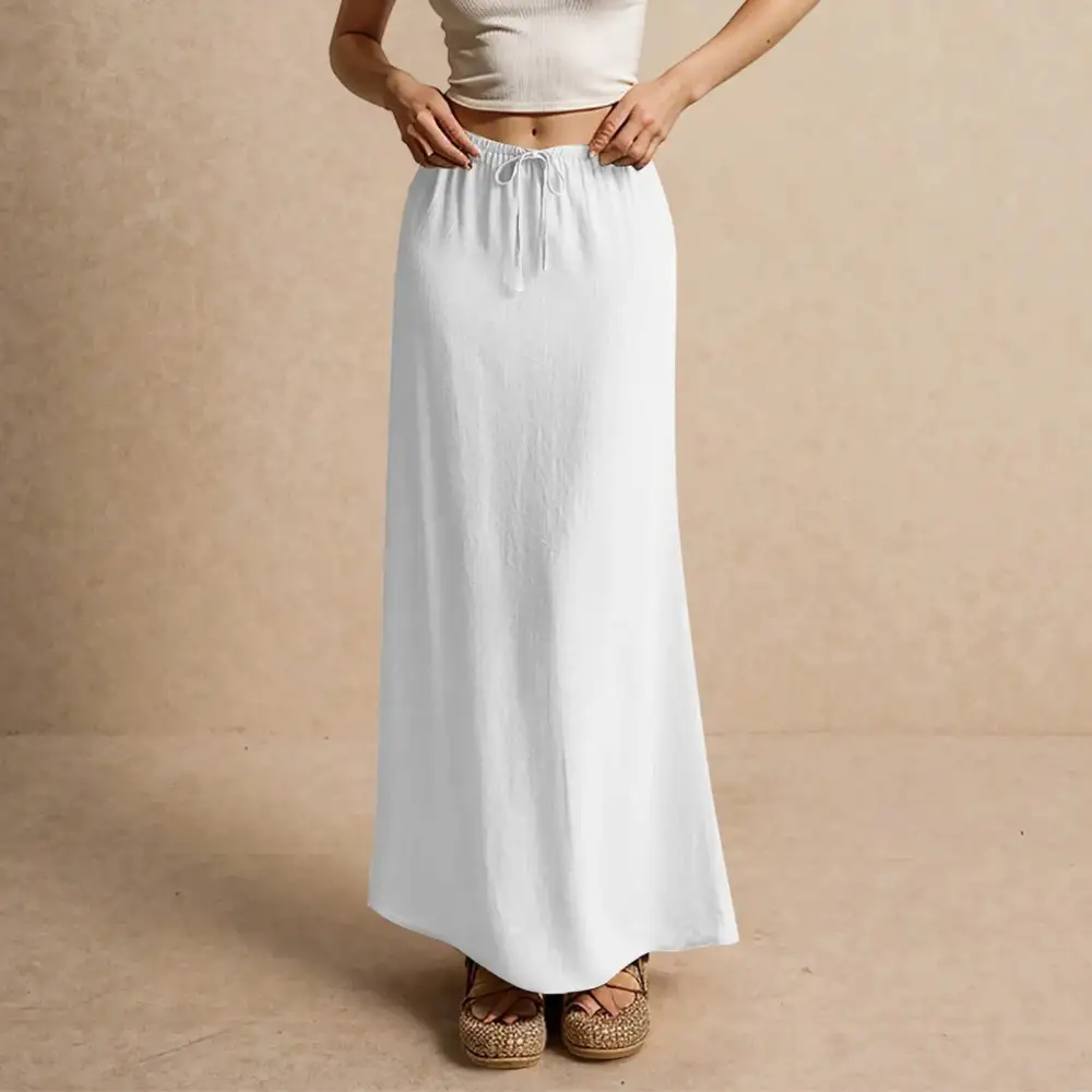 Satin A-Line Drawstring Skirt