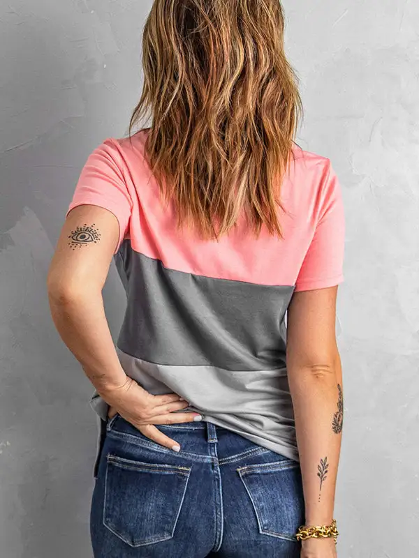Comfortable Round-Neck Collared Short-Sleeve Knit T-Shirt