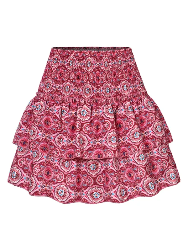 Pleated Ruffle Trim Skirt