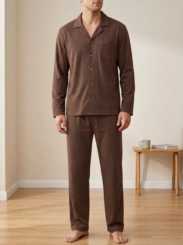 Relaxed Texture Classic Men's Pajama Set