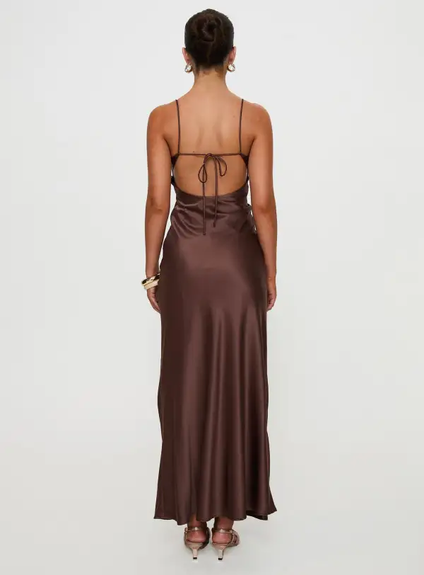 Soft Ruffle Satin Look Maxi Dress