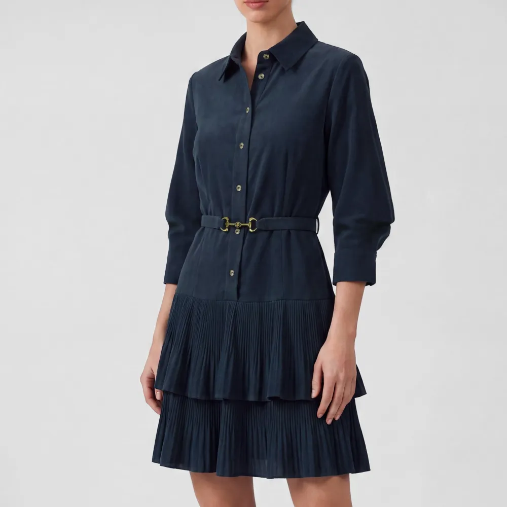 Corduroy Mini Belted Shirtdress