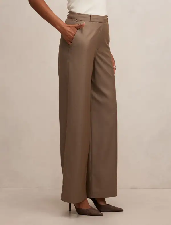 Light Brown Wide Leg Trousers