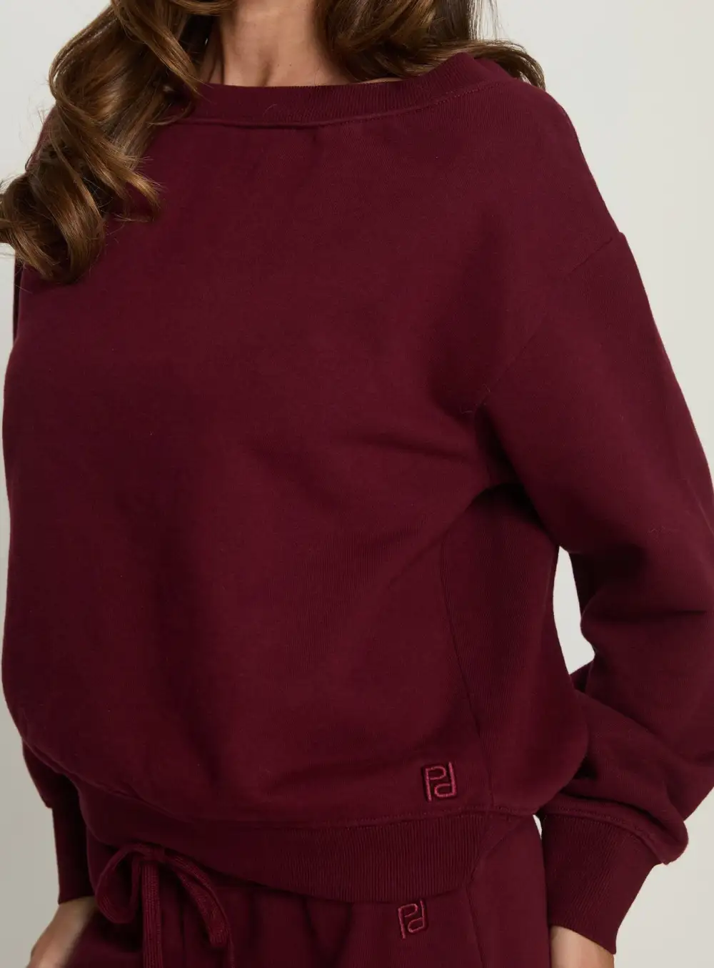 Ribbed Hem Off Shoulder Sweatshirt