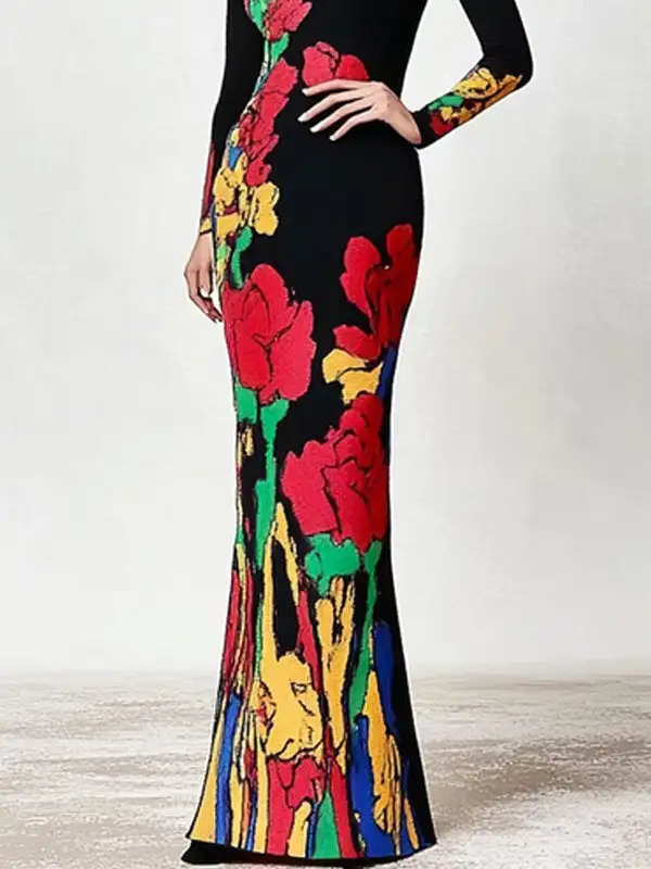 Skinny Neck Maxi Dress