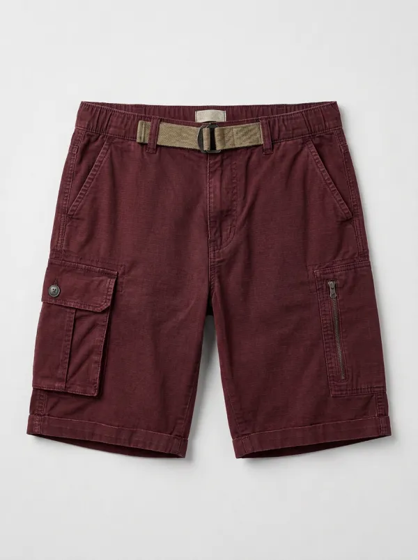 Men's Casual Outdoor Multi-Pocket Belted Cargo Shorts