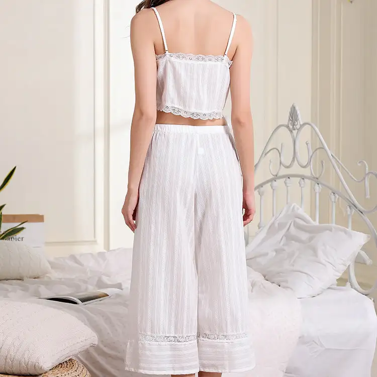 Two Piece Crop Top Loose Fitting Pajama Set