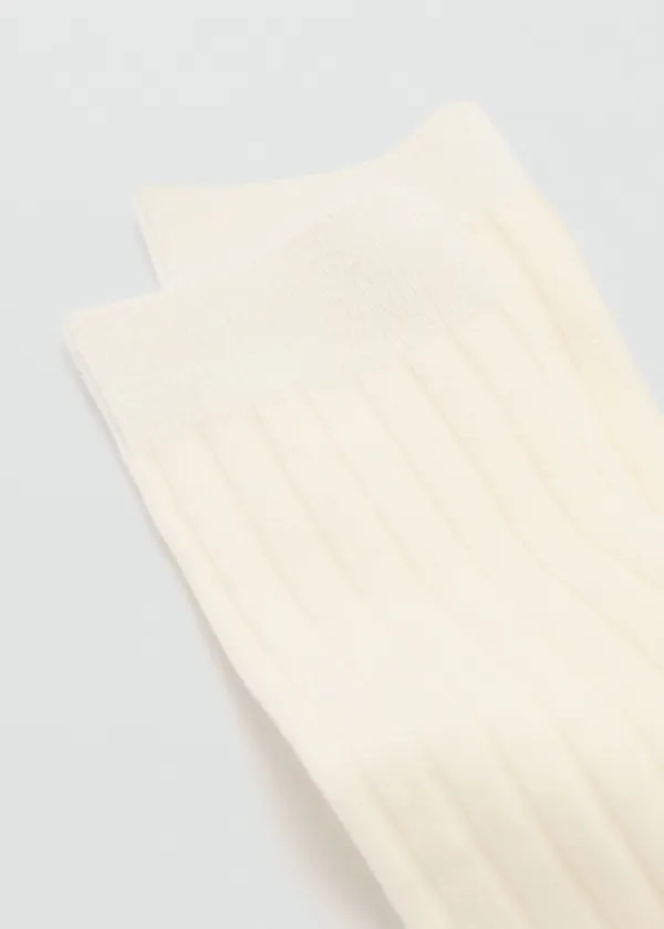 Ecru Casual Style Wool Blend Socks