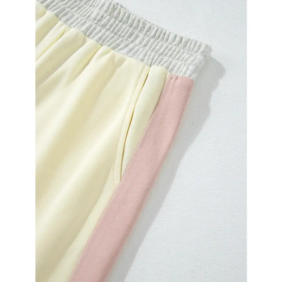 Block Round Neck Top and Pants Set