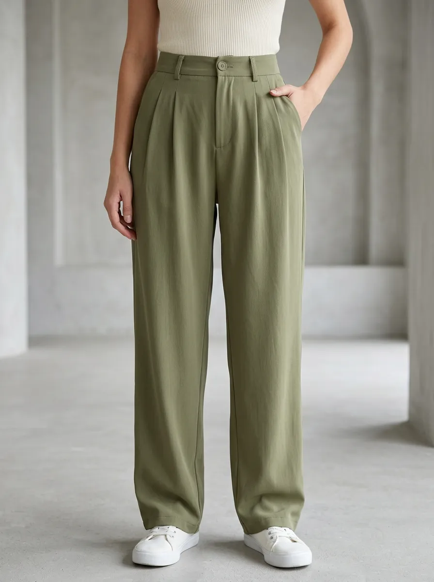Women's Pleated Wide-Leg Trousers