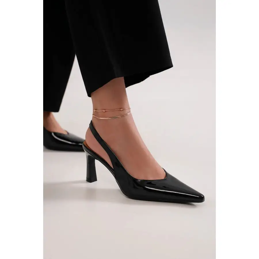 Fashion Faux Leather Point Toe Slingback Pumps