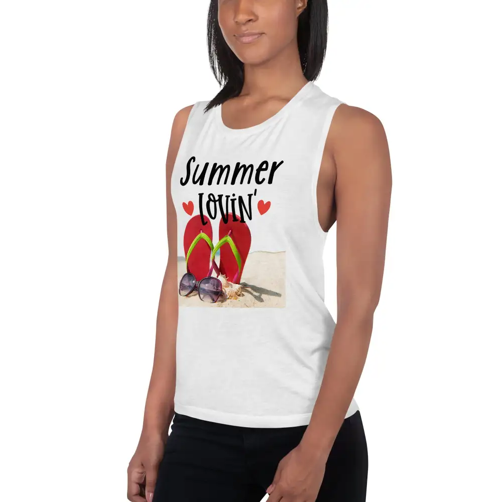 Ladies Muscle Tank Beach Lovin Tank Top