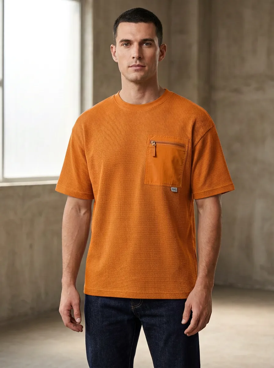 Heritage Waffle Knit Waffle Texture Silhouette Men's Cargo Pocket T-Shirt