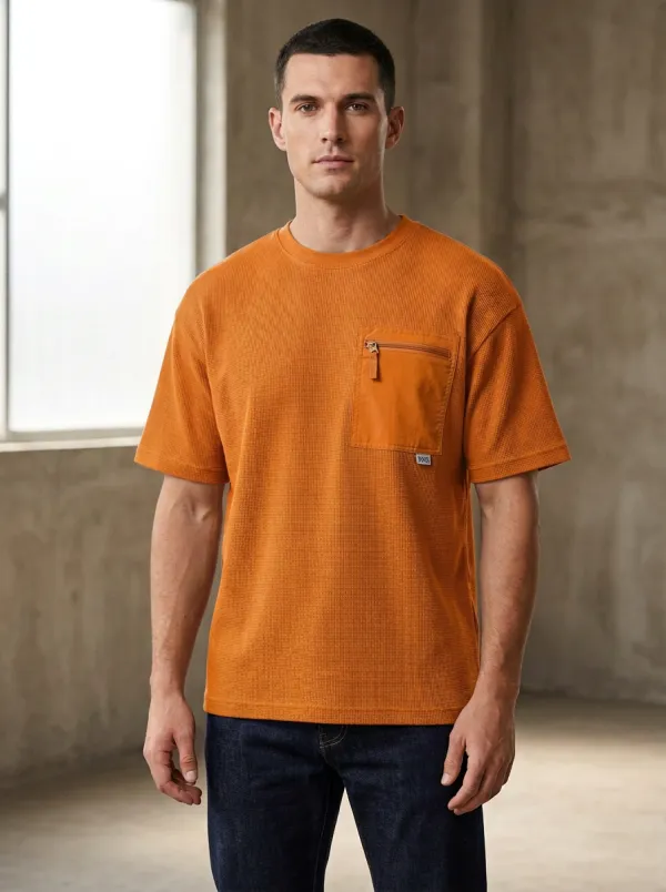 Heritage Waffle Knit Waffle Texture Silhouette Men's Cargo Pocket T-Shirt