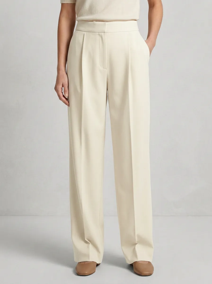 Office Texture Pleated Wide-Leg Trousers