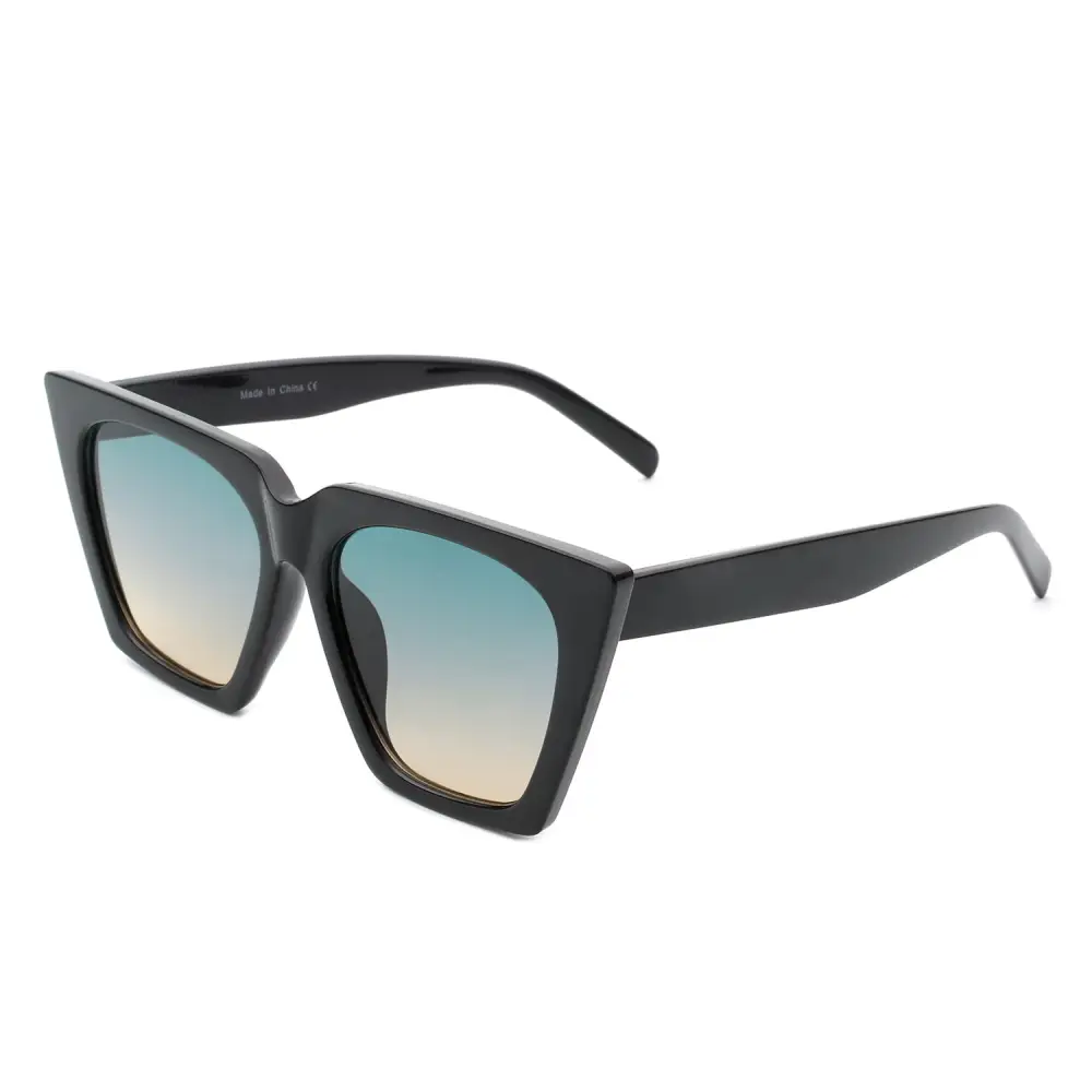 Curved Cat Eye Square Frame Sunglasses